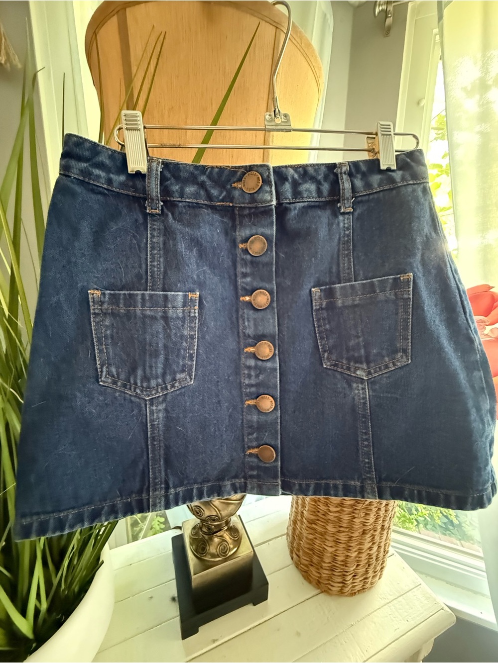 Denim Miss Selfridge Mini Jean Skirt Size 10 Button Front